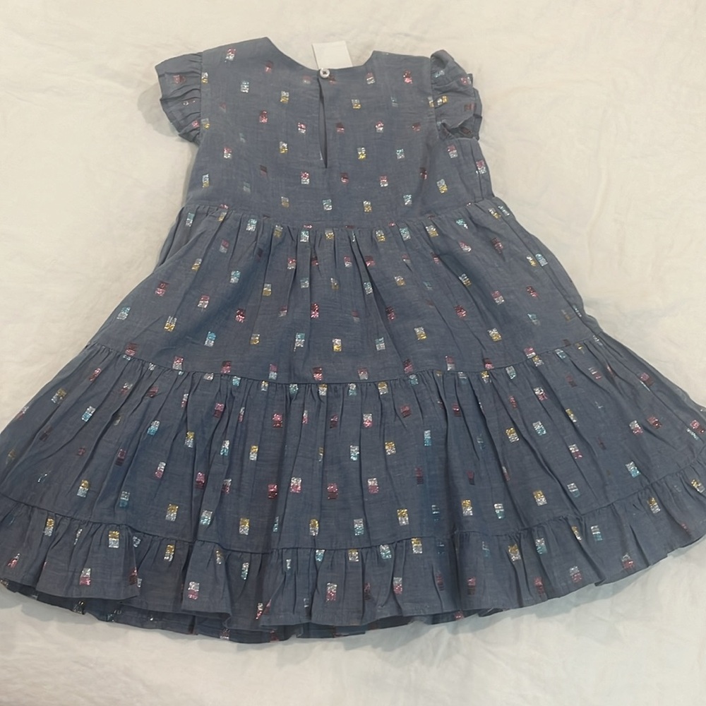 NWT Crewcuts Chambray Dress with Metallic Stitching - Size 5 - Picture 2 of 5